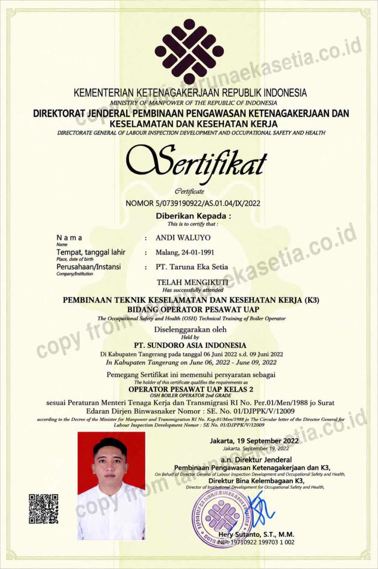 Sertifikat dan Lisensi Operator Kelas II - Andi Waluyo